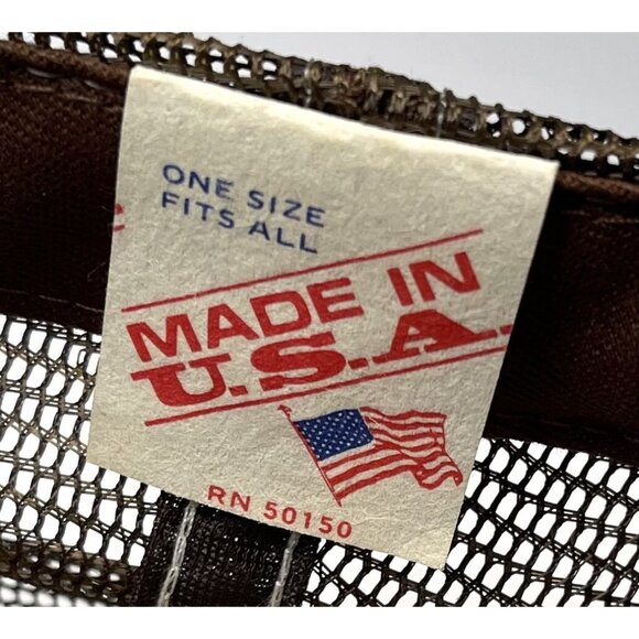 VTG Brown WESTERN WHEELERS CAMPING CLUB Covered Wagon Mesh TRUCKER CAP & PIN USA - Picture 7 of 7